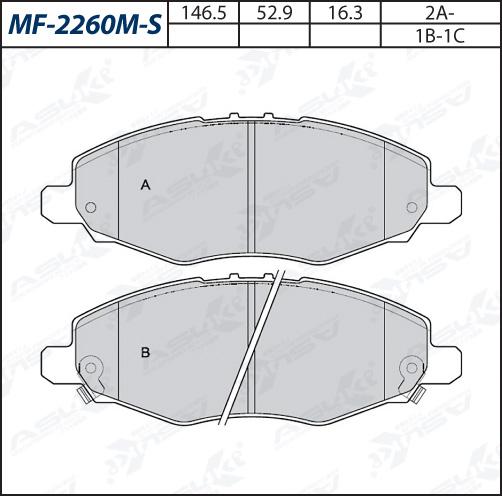 ASUKI MF-2260M-S - Гальмівні колодки, дискові гальма autozip.com.ua