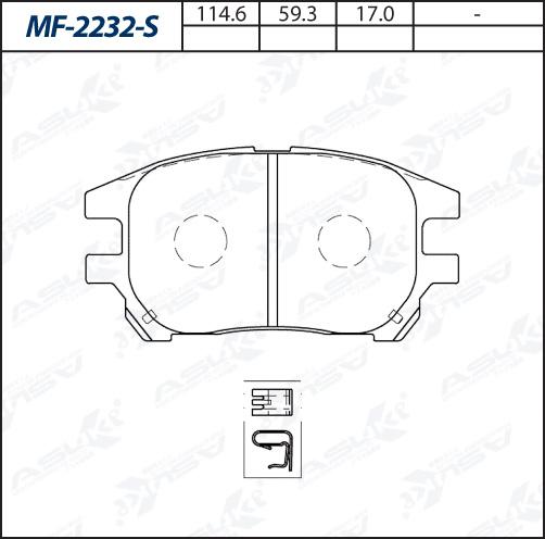 ASUKI MF-2232-S - Гальмівні колодки, дискові гальма autozip.com.ua