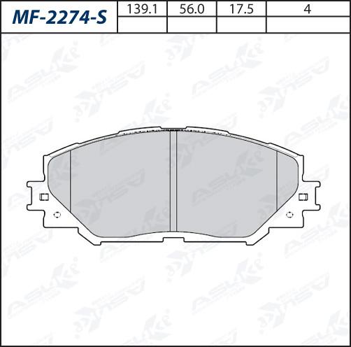 ASUKI MF-2274-S - Гальмівні колодки, дискові гальма autozip.com.ua