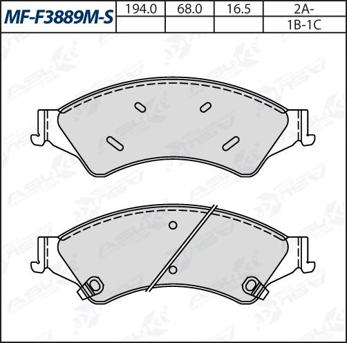 ASUKI MF-F3889M-S - Гальмівні колодки, дискові гальма autozip.com.ua