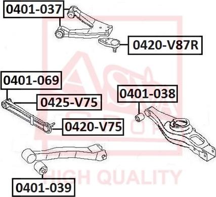 ASVA 0420-V87R - Шарова опора, несучий / направляючий шарнір autozip.com.ua