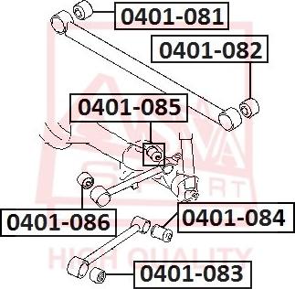 ASVA 0401-082 - Сайлентблок, важіль підвіски колеса autozip.com.ua