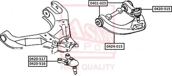 ASVA 0420-517 - Шарова опора, несучий / направляючий шарнір autozip.com.ua