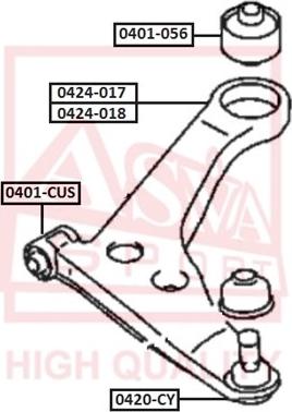 ASVA 0401-CUS - Сайлентблок, важеля підвіски колеса autozip.com.ua