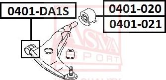 ASVA 0401-DA1S - Сайлентблок, важеля підвіски колеса autozip.com.ua