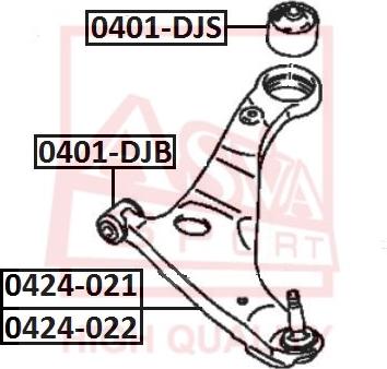 ASVA 0401-DJS - Сайлентблок, важеля підвіски колеса autozip.com.ua