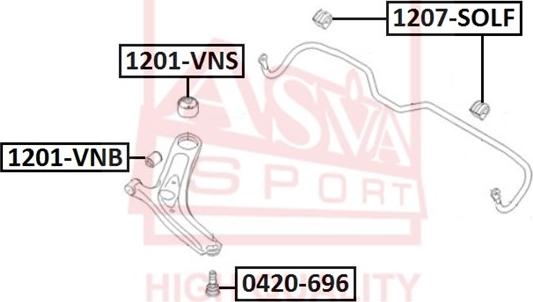 ASVA 1201-VNS - Сайлентблок, важеля підвіски колеса autozip.com.ua