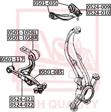 ASVA 0501-105BL - Сайлентблок, важеля підвіски колеса autozip.com.ua