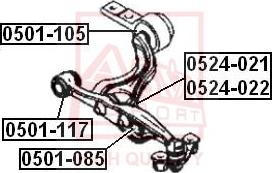 ASVA 0501-105 - Сайлентблок, важеля підвіски колеса autozip.com.ua