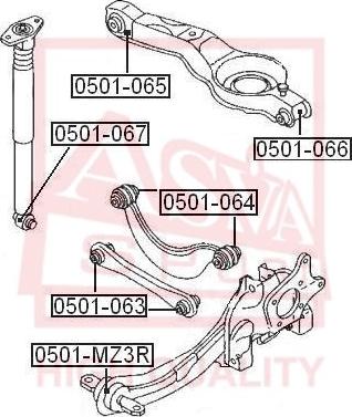 ASVA 0501-MZ3R - Сайлентблок, важеля підвіски колеса autozip.com.ua