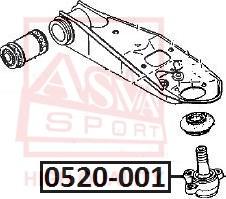 ASVA 0520-001 - Шарова опора, несучий / направляючий шарнір autozip.com.ua