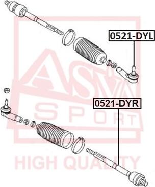 ASVA 0521-DYR - Наконечник рульової тяги, кульовий шарнір autozip.com.ua