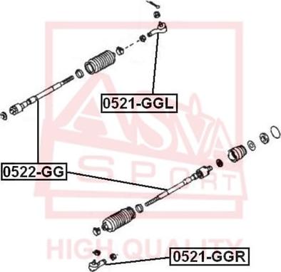 ASVA 0521-GGR - Наконечник рульової тяги, кульовий шарнір autozip.com.ua