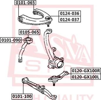 ASVA 0120-GX100L - Шарова опора, несучий / направляючий шарнір autozip.com.ua