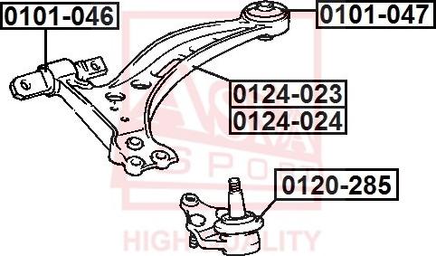 ASVA 0101-047 - Сайлентблок, важеля підвіски колеса autozip.com.ua