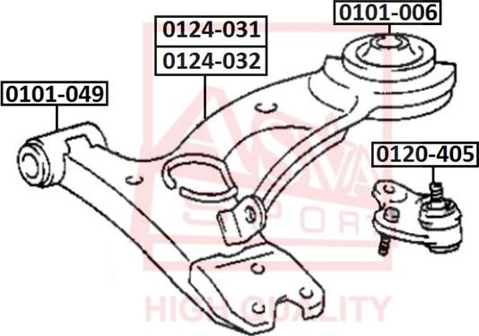 ASVA 0124-032 - Важіль незалежної підвіски колеса autozip.com.ua