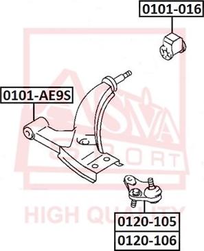 ASVA 0101-016 - Сайлентблок, важіль підвіски колеса autozip.com.ua