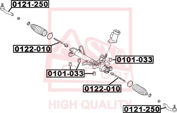 ASVA 0121-250 - Наконечник рульової тяги, кульовий шарнір autozip.com.ua