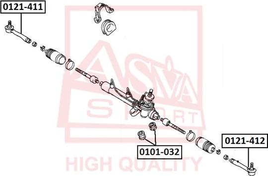ASVA 0121-411 - Наконечник рульової тяги, кульовий шарнір autozip.com.ua
