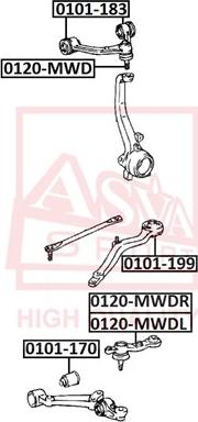 ASVA 0120-MWD - Шарова опора, несучий / направляючий шарнір autozip.com.ua