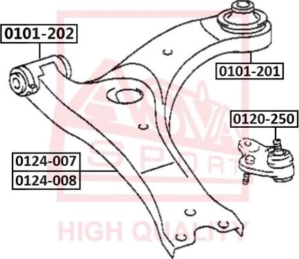 ASVA 0101-202 - Сайлентблок, важеля підвіски колеса autozip.com.ua