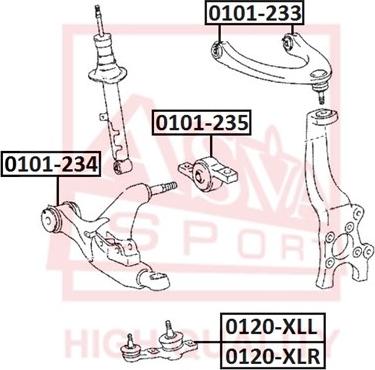 ASVA 0101-234 - Сайлентблок, важіль підвіски колеса autozip.com.ua