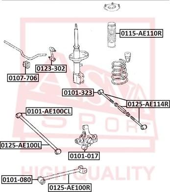 ASVA 0101-AE100CL - Сайлентблок, важеля підвіски колеса autozip.com.ua