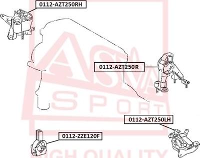 ASVA 0112-AZT250LH - Подушка, підвіска двигуна autozip.com.ua