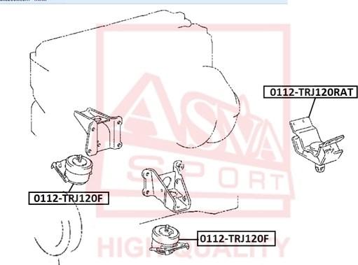 ASVA 0112-TRJ120RAT - Подушка, підвіска двигуна autozip.com.ua