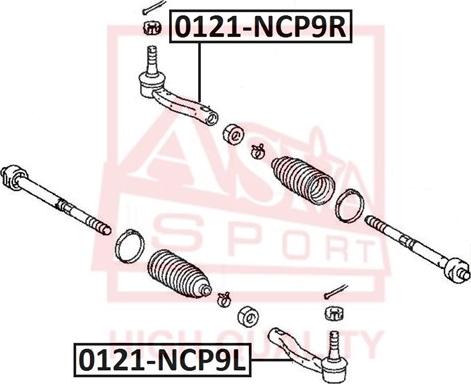 ASVA 0121-NCP9L - Наконечник рульової тяги, кульовий шарнір autozip.com.ua