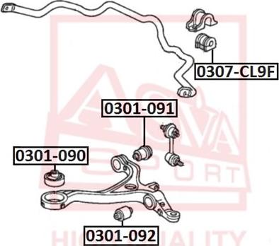 ASVA 0301-092 - Сайлентблок, важеля підвіски колеса autozip.com.ua