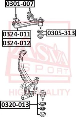 ASVA 0305-313 - Ремонтний комплект, що несуть / напрямні шарніри autozip.com.ua