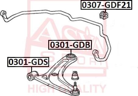 ASVA 0301-GDB - Сайлентблок, важеля підвіски колеса autozip.com.ua