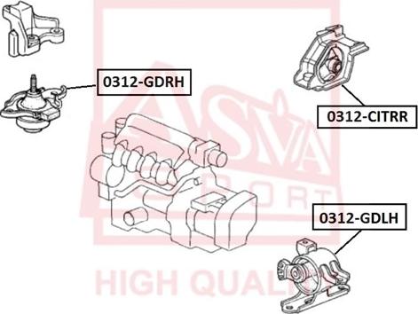 ASVA 0312-GDLH - Подушка, підвіска двигуна autozip.com.ua
