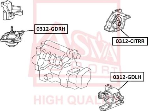 ASVA 0312-GDRH - Подушка, підвіска двигуна autozip.com.ua