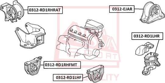 ASVA 0312-RD1LHF - Подушка, підвіска двигуна autozip.com.ua