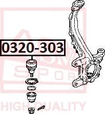 ASVA 0320-303 - Шарова опора, несучий / направляючий шарнір autozip.com.ua