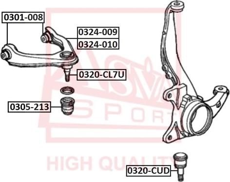 ASVA 0320-CUD - Шарова опора, несучий / направляючий шарнір autozip.com.ua