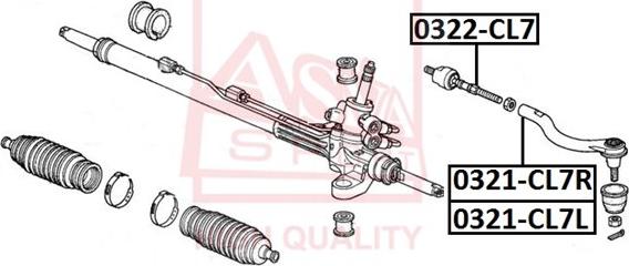 ASVA 0321-CL7L - Наконечник рульової тяги, кульовий шарнір autozip.com.ua