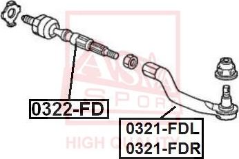 ASVA 0321-FDR - Наконечник рульової тяги, кульовий шарнір autozip.com.ua