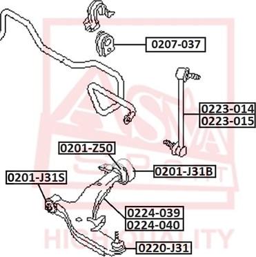 ASVA 0201-J31S - Сайлентблок, важеля підвіски колеса autozip.com.ua