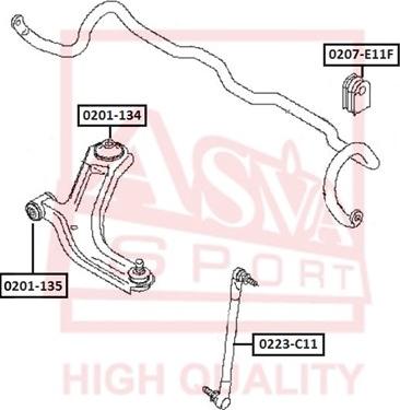 ASVA 0207-E11F - Втулка, стабілізатор autozip.com.ua