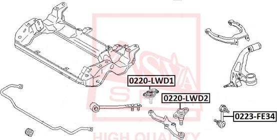 ASVA 0220-LWD2 - Шарова опора, несучий / направляючий шарнір autozip.com.ua
