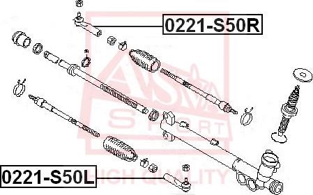 ASVA 0221-S50L - Наконечник рульової тяги, кульовий шарнір autozip.com.ua