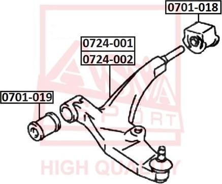 ASVA 0701-018 - Сайлентблок, важеля підвіски колеса autozip.com.ua