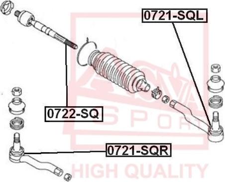 ASVA 0721-SQR - Наконечник рульової тяги, кульовий шарнір autozip.com.ua