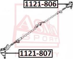 ASVA 1121-806 - Наконечник рульової тяги, кульовий шарнір autozip.com.ua