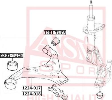 ASVA 1201-TUCB - Сайлентблок, важеля підвіски колеса autozip.com.ua