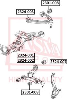 ASVA 2301-008 - Сайлентблок, важеля підвіски колеса autozip.com.ua