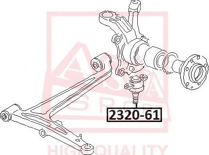 ASVA 2320-61 - Шарова опора, несучий / направляючий шарнір autozip.com.ua